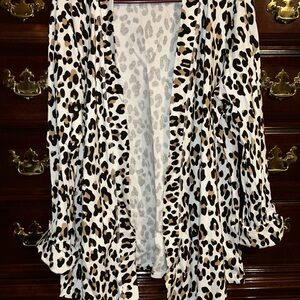 Kim Rogers Leopard Print Knit Cardigan, Size XL, NWT